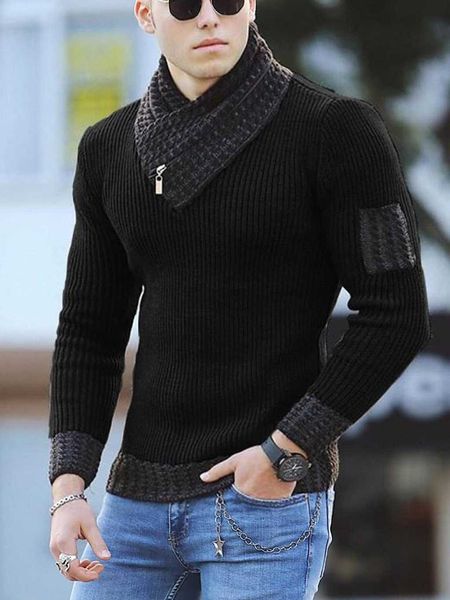 men's sweaters 2021 new european and american men's casual slim fit knitted pullover long sleeve scarf collar sweater wear g221010, White;black
men's sweaters 2021 new european and american men's casual slim fit knitted pullover long sleeve scarf collar sweater wear g221010, White;black