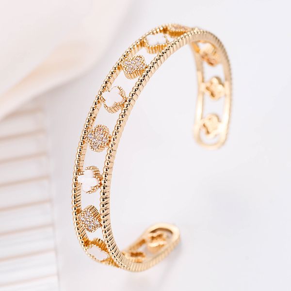cuff fashion tennis bangle four leaf clover kaleidoscope bracelet gold for women girls 3 colors u shape micro zircon inlaid hollow valentine, White
cuff fashion tennis bangle four leaf clover kaleidoscope bracelet gold for women girls 3 colors u shape micro zircon inlaid hollow valentine, White