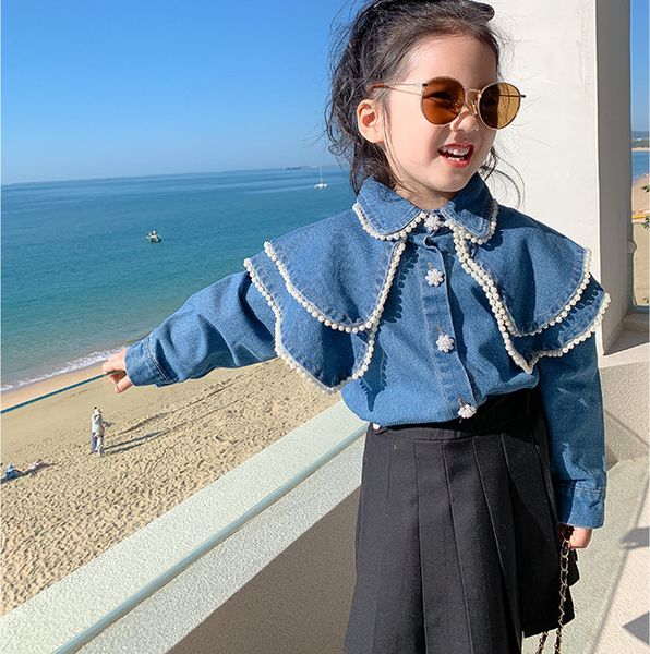 autumn girls denim shirt kids beaded double lapel pearls flower bucket soft cowboy blouse children long sleeve princess q9093, White;black
autumn girls denim shirt kids beaded double lapel pearls flower bucket soft cowboy blouse children long sleeve princess q9093, White;black