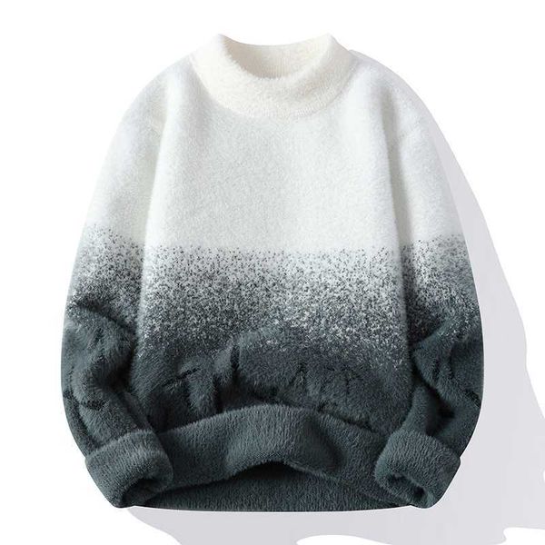 men's sweaters fashion classic mink cashmere jumper men gradient color thick warm sweater mens handsome knit winter 2022 male pullover, White;black
men's sweaters fashion classic mink cashmere jumper men gradient color thick warm sweater mens handsome knit winter 2022 male pullover, White;black