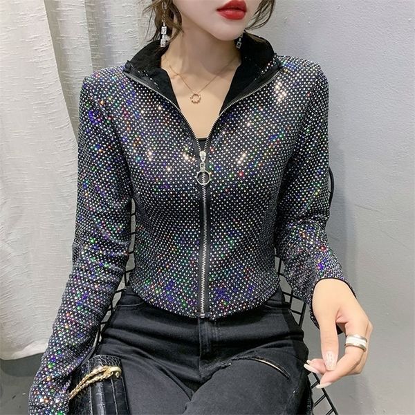 women's jackets autumn women glitter sequined short female fashion long sleeve design sense bottoming shirt 221010, Black;brown
women's jackets autumn women glitter sequined short female fashion long sleeve design sense bottoming shirt 221010, Black;brown