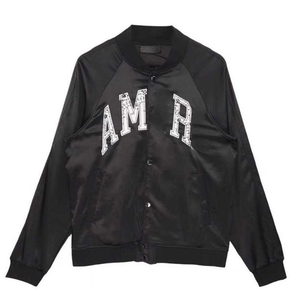 22ss am designer jacket classic embroidery silk baseball suit letters casual sports coat fashion button top, Black;brown
22ss am designer jacket classic embroidery silk baseball suit letters casual sports coat fashion button top, Black;brown