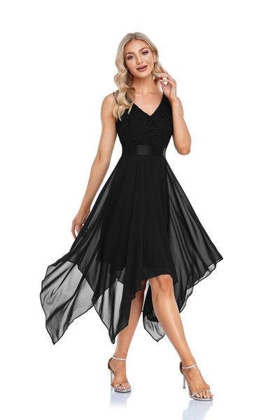 a-line special occasion dresses sleeveless lace chiffon irregular skirt evening fashionable cocktail double v-neck party dress tw00046, Black
a-line special occasion dresses sleeveless lace chiffon irregular skirt evening fashionable cocktail double v-neck party dress tw00046, Black