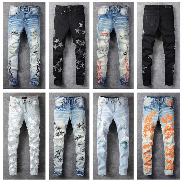 designer mens jeans cool style luxury fashion embroidered patches denim pant distressed ripped biker black blue men slim pencil jean slim
designer mens jeans cool style luxury fashion embroidered patches denim pant distressed ripped biker black blue men slim pencil jean slim