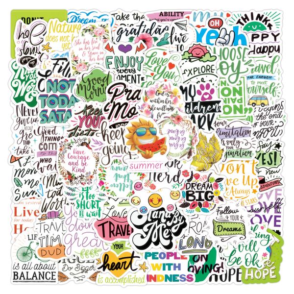 

100pcs motivational quote stickers inspirational sticker waterproof vinyl graffiti sticker for fridge guitar skateboard water bottle