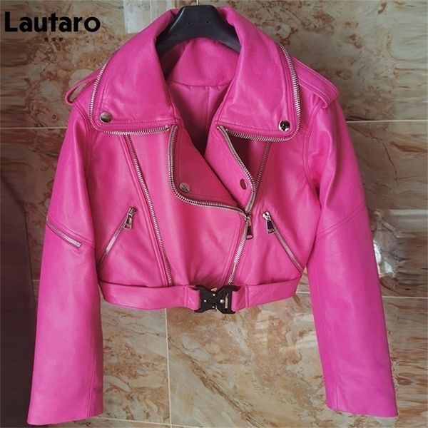 women's leather faux lautaro autumn short green soft biker jacket women long sleeve zipper belt designer european and american fashion, Black
women's leather faux lautaro autumn short green soft biker jacket women long sleeve zipper belt designer european and american fashion, Black
