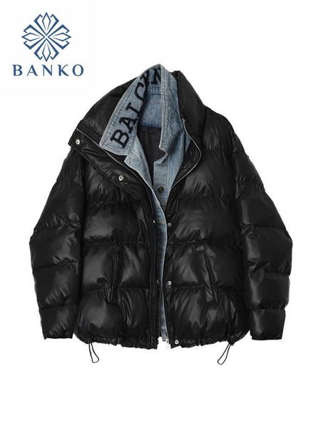 women's down parkas 2022 women winter new jackets puffer cotton padded coat fashion denim spliced parkas coats long sleeve loose mantea, Black
women's down parkas 2022 women winter new jackets puffer cotton padded coat fashion denim spliced parkas coats long sleeve loose mantea, Black