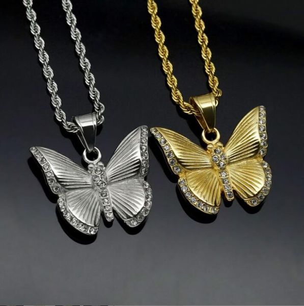 hip hop necklaces stainless steel 18k gold butterfly pendant men women fashion jewelry for gift, Silver
hip hop necklaces stainless steel 18k gold butterfly pendant men women fashion jewelry for gift, Silver