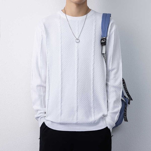 men's sweaters 2022 hk version loose solid color round neck sweater mens fall winter long sleeve warm knit casual classic men clothing, White;black
men's sweaters 2022 hk version loose solid color round neck sweater mens fall winter long sleeve warm knit casual classic men clothing, White;black