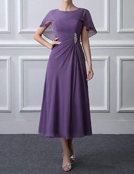 tea length mother of the bride dresses chiffon evening formal dress cloak women's evening party gown, White;pink
tea length mother of the bride dresses chiffon evening formal dress cloak women's evening party gown, White;pink