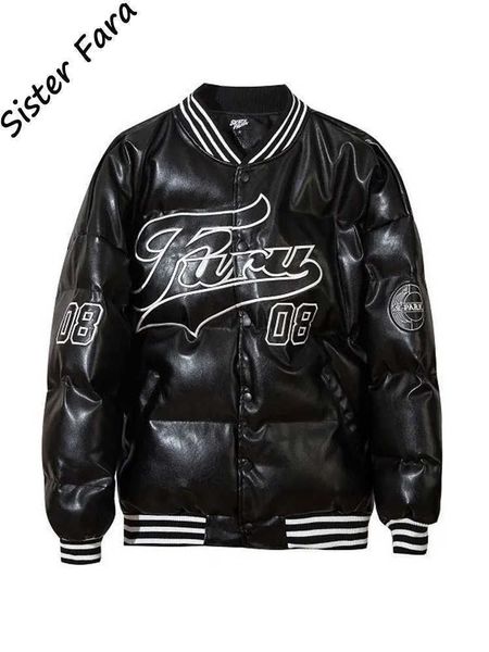 women's down parkas sister fara pu leather embroidery winter parka women casual single breasted cotton padded jacket loose fashion hara, Black
women's down parkas sister fara pu leather embroidery winter parka women casual single breasted cotton padded jacket loose fashion hara, Black