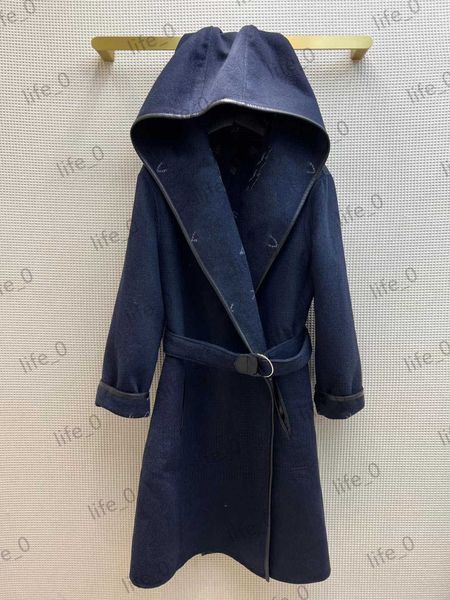 fashion designer womens woolen coats reversible hooded jacket wool blends jacquard two-color fabric metal cufflink belt long coat casual war, Black
fashion designer womens woolen coats reversible hooded jacket wool blends jacquard two-color fabric metal cufflink belt long coat casual war, Black