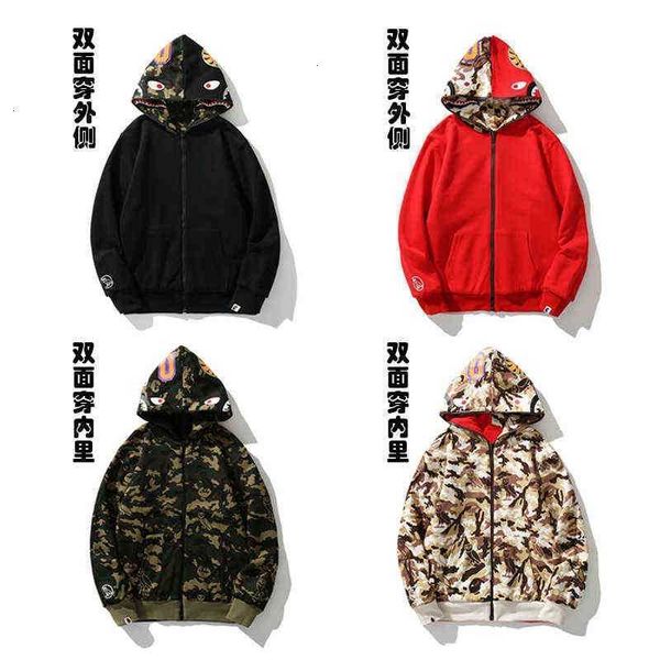 factory online export new designer brand sweater bap double-sided wear camouflage stitched shark tide street couple hooded cardigan, Black
factory online export new designer brand sweater bap double-sided wear camouflage stitched shark tide street couple hooded cardigan, Black