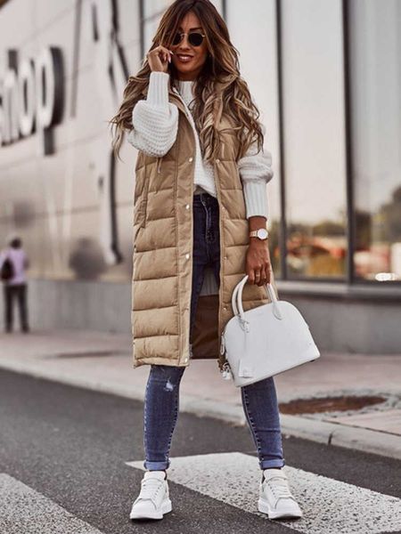 women's down parkas hooded parka women autumn puffer jacket female outerwear sleeveless waistcoat casual streetwear cotton padded coat, Black
women's down parkas hooded parka women autumn puffer jacket female outerwear sleeveless waistcoat casual streetwear cotton padded coat, Black