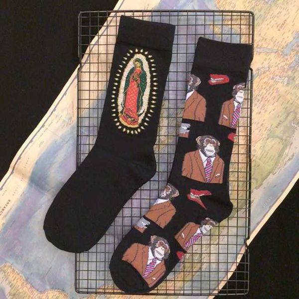 men's socks crew cotton socks ape man orangutan virgin mary monozukuri creationism official original design 2021 street fashion sox t22, Black
men's socks crew cotton socks ape man orangutan virgin mary monozukuri creationism official original design 2021 street fashion sox t22, Black