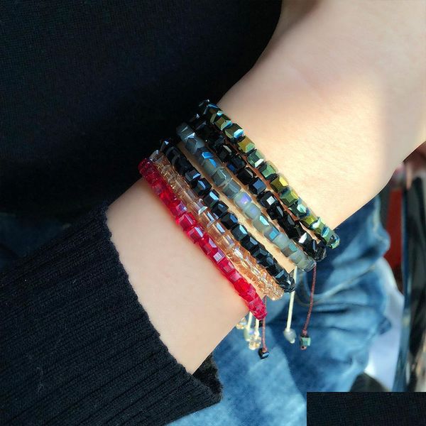 beaded strands hand woven lovers crystal bracelet square glass beads national style 11 kinds of color characteristic bracelet dro dhzt9, Black
beaded strands hand woven lovers crystal bracelet square glass beads national style 11 kinds of color characteristic bracelet dro dhzt9, Black