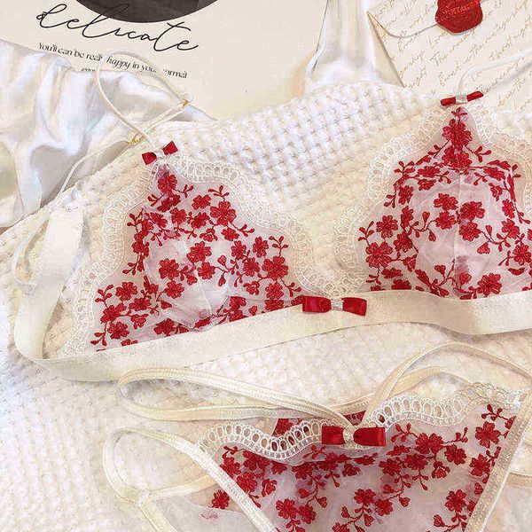 bras sets embroidery triangle cup lingerie panty sets thin section support no steel ring underwear set girl bra t220907, Red;black
bras sets embroidery triangle cup lingerie panty sets thin section support no steel ring underwear set girl bra t220907, Red;black