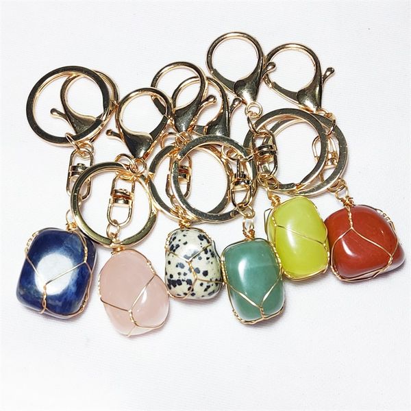 natural crystal stone keychains gold wire wrap irregular amethyst quartz agates lanyards meditation energy key ring pendant jewelry acc, Silver
natural crystal stone keychains gold wire wrap irregular amethyst quartz agates lanyards meditation energy key ring pendant jewelry acc, Silver