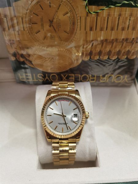 with original box certificate men wristwatches 18k gold president daydate diamonds watch men stainless diamond bezel automatic mechanical wa, Slivery;brown
with original box certificate men wristwatches 18k gold president daydate diamonds watch men stainless diamond bezel automatic mechanical wa, Slivery;brown