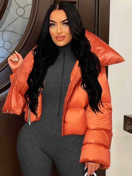 women's down parkas bubble coat solid color women cropped puffer jacket high street winter warm thick parkas cotton padded short jacket, Black
women's down parkas bubble coat solid color women cropped puffer jacket high street winter warm thick parkas cotton padded short jacket, Black