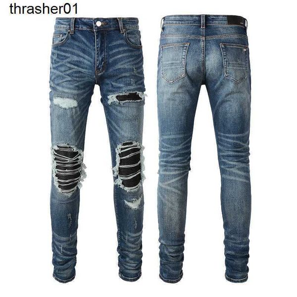 new designer amirs pleated wrinkled jeans knee patch slim perforated male fashion streetwear jeans, Blue
new designer amirs pleated wrinkled jeans knee patch slim perforated male fashion streetwear jeans, Blue