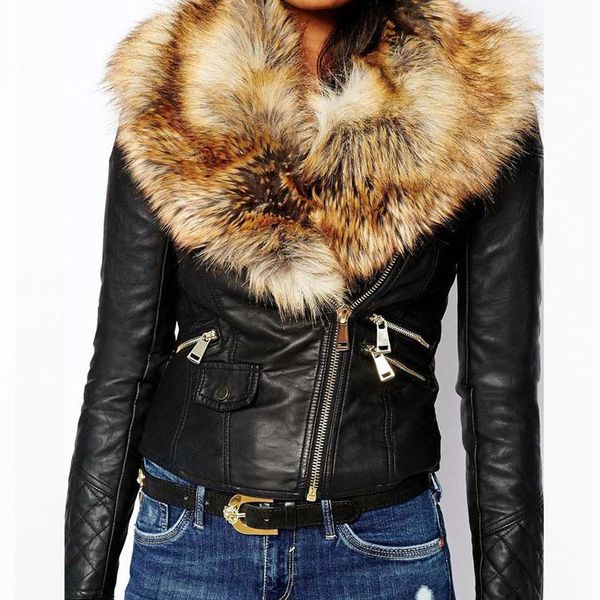 wholesale- 2022 new fur collar mosaic pu leather jacket zipper outerwear short coat women winter warm plus size casual overcoat parka q1660, Black;brown
wholesale- 2022 new fur collar mosaic pu leather jacket zipper outerwear short coat women winter warm plus size casual overcoat parka q1660, Black;brown