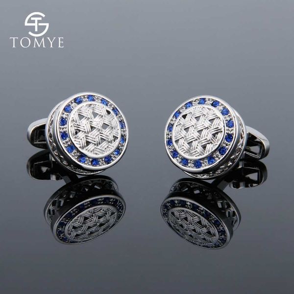men's french shirt round hollow blue crystal cufflinks business wedding luxury jewelry fashion, Silver
men's french shirt round hollow blue crystal cufflinks business wedding luxury jewelry fashion, Silver