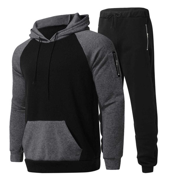 men's tracksuits autumn winter sportswear set fleece piece colorblock hooded pullover streetwear sports trousers spoort suit g221011, Gray
men's tracksuits autumn winter sportswear set fleece piece colorblock hooded pullover streetwear sports trousers spoort suit g221011, Gray