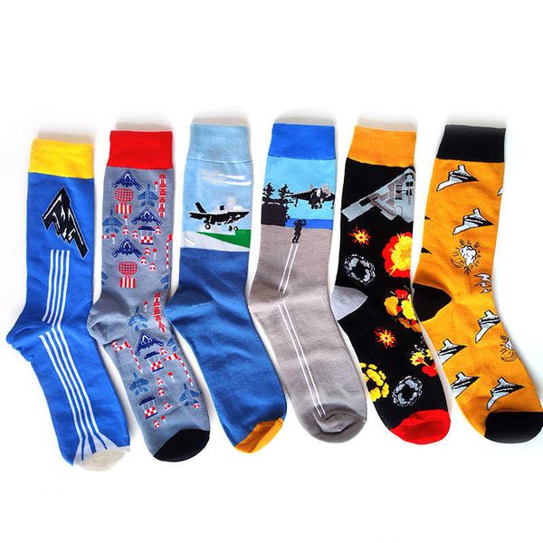 men's socks new fighter series men socks cotton creative aircraft funny military enthusiasts sports skateboard sock socks gifts t221011, Black 
men's socks new fighter series men socks cotton creative aircraft funny military enthusiasts sports skateboard sock socks gifts t221011, Black