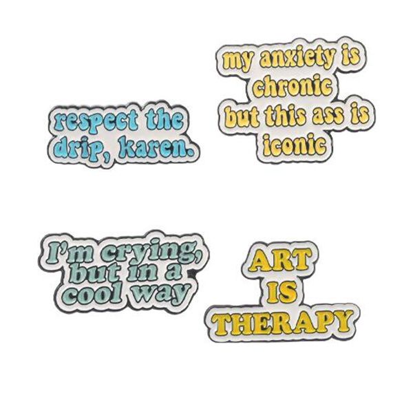 quote fun enamel pins custom 'art is therapy 'lapel pin shirt bag 'respect the drip karen 'badge jewelry gift for friend, Gray
quote fun enamel pins custom 'art is therapy 'lapel pin shirt bag 'respect the drip karen 'badge jewelry gift for friend, Gray