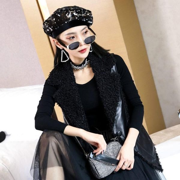 women's vests fashion women sheepskin genuine leather vest slim fit faux fur collar sleeveless outwear jacket ladies natural waistcoat, Black;white
women's vests fashion women sheepskin genuine leather vest slim fit faux fur collar sleeveless outwear jacket ladies natural waistcoat, Black;white
