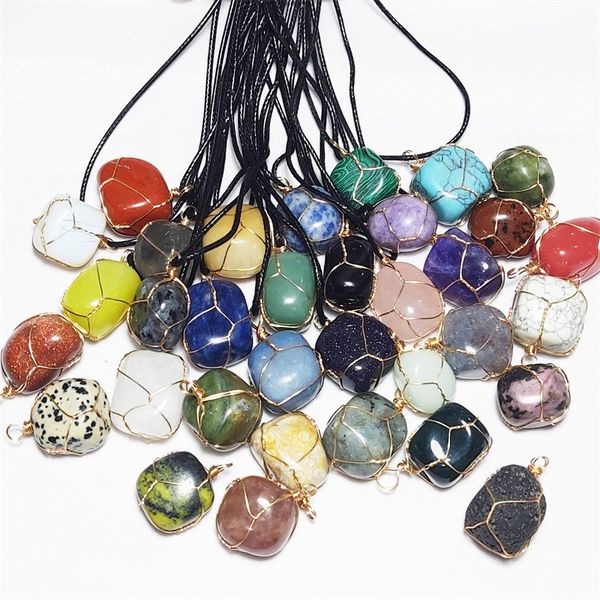 natural crystal stone wire wrap pendant irregular amethyst quartz agates necklaces meditation energy jewelry acc, Silver
natural crystal stone wire wrap pendant irregular amethyst quartz agates necklaces meditation energy jewelry acc, Silver
