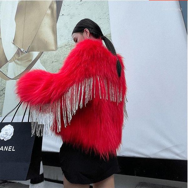 women's fur 2022 fashion braided artificialfur coat women winter sequined tassel overcoat artificial jacket contracted slim, Black
women's fur 2022 fashion braided artificialfur coat women winter sequined tassel overcoat artificial jacket contracted slim, Black