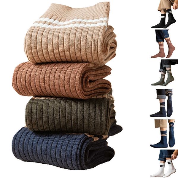men's socks cotton man autumn/winter warm soft comfortable knitted boys casual middle long stripe socken t221011, Black
men's socks cotton man autumn/winter warm soft comfortable knitted boys casual middle long stripe socken t221011, Black