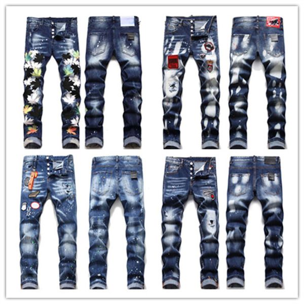 men more badge slim fit jeans sreetwear painted biker men's denim pants folding process hole patching splash ink embroidery panelled hi, Blue
men more badge slim fit jeans sreetwear painted biker men's denim pants folding process hole patching splash ink embroidery panelled hi, Blue