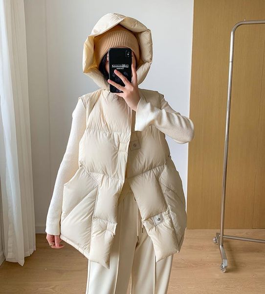 2022 new style women's vest down jacket short thickened loose hooded white down winter, Black;white
2022 new style women's vest down jacket short thickened loose hooded white down winter, Black;white
