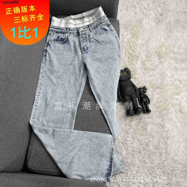 women's jeans spring designer alexanders new style high waist thin wide leg washed jeans women wangs, Blue
women's jeans spring designer alexanders new style high waist thin wide leg washed jeans women wangs, Blue
