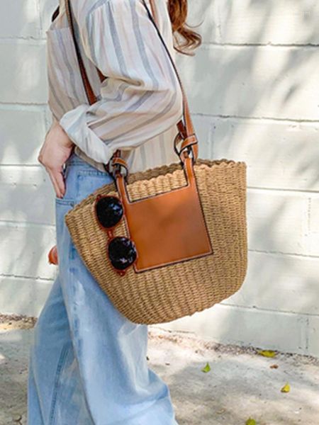 evening bags fashion straw bucket shoulder bag women designer rope braided woman tote summer pu stitching large messenger lady
evening bags fashion straw bucket shoulder bag women designer rope braided woman tote summer pu stitching large messenger lady