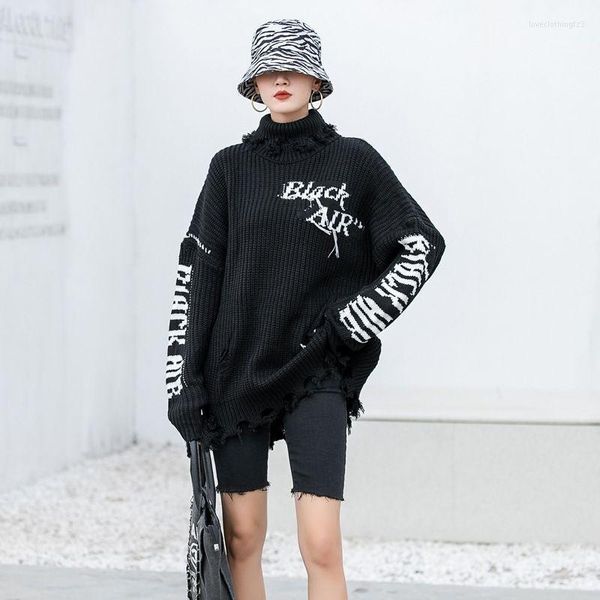 women's sweaters women long sleeves turtleneck pullover sweater loose black letter printing hand frayed 2022 autumn lhx1460, White;black
women's sweaters women long sleeves turtleneck pullover sweater loose black letter printing hand frayed 2022 autumn lhx1460, White;black