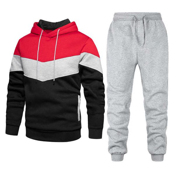 men's tracksuits new brand color stitching hoodie suit sportswear casual two piece sets sports jogging autumn winter g221011, Gray
men's tracksuits new brand color stitching hoodie suit sportswear casual two piece sets sports jogging autumn winter g221011, Gray