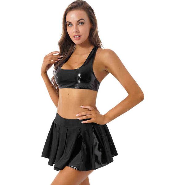 women's tracksuits womens cheerleading outfits cheerlader dance come patent leather u neck sleeveless crop with patchwork pleated skirt, Gray
women's tracksuits womens cheerleading outfits cheerlader dance come patent leather u neck sleeveless crop with patchwork pleated skirt, Gray