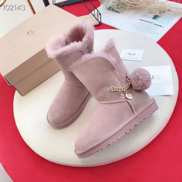 real leather snow boot fashion winter warm shoes classic mini ankle short man girl boot black brow