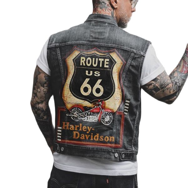 men's autumn new denim vest wear street fashion punk personality print vintage hole washed sleeveless vest jacket, Black;white
men's autumn new denim vest wear street fashion punk personality print vintage hole washed sleeveless vest jacket, Black;white