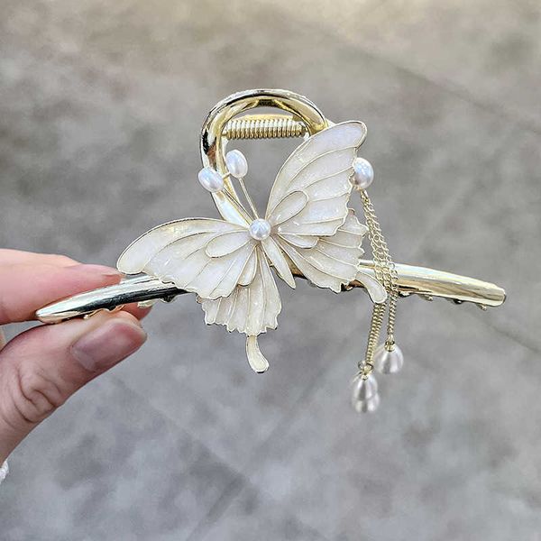 hair clips chinese fashion butterfly pearl tassel large antique hanfu temperament hairpin shark, Golden;silver
hair clips chinese fashion butterfly pearl tassel large antique hanfu temperament hairpin shark, Golden;silver