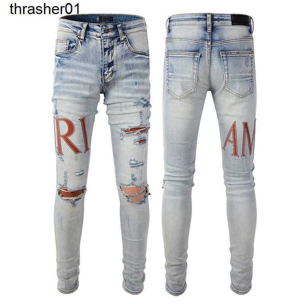 new designer fashion amirs hole patch jeans fashion men's design slim leggings streetwear jeans, Blue
new designer fashion amirs hole patch jeans fashion men's design slim leggings streetwear jeans, Blue