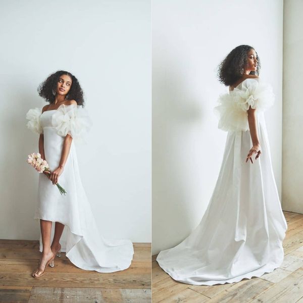 modest high low wedding dress off the shoulder ruffles beach boho a line bridal gown custom made robe de mariee, White
modest high low wedding dress off the shoulder ruffles beach boho a line bridal gown custom made robe de mariee, White