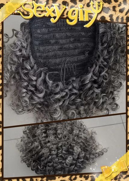 grey hair short afro puff ponytail african american wrap black gray human ponytail with drawstring and clip
grey hair short afro puff ponytail african american wrap black gray human ponytail with drawstring and clip