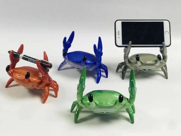 Image of Mini Speaker Phone Holder Crab Button Bluetooth Animal Shape Wireless Super High Sound Exquisite Design