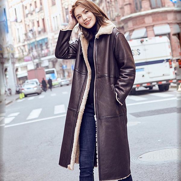 women's leather real sheepskin coat 2022 women winter thick warm merino sheep fur jacket shearing soft long design, Black
women's leather real sheepskin coat 2022 women winter thick warm merino sheep fur jacket shearing soft long design, Black