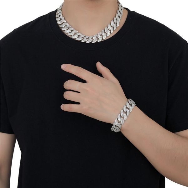 19mm 16inch -24inch gold plated bling full cz cuban chain necklace bracelet punk hiphop rapper street jewelry for men, Silver
19mm 16inch -24inch gold plated bling full cz cuban chain necklace bracelet punk hiphop rapper street jewelry for men, Silver